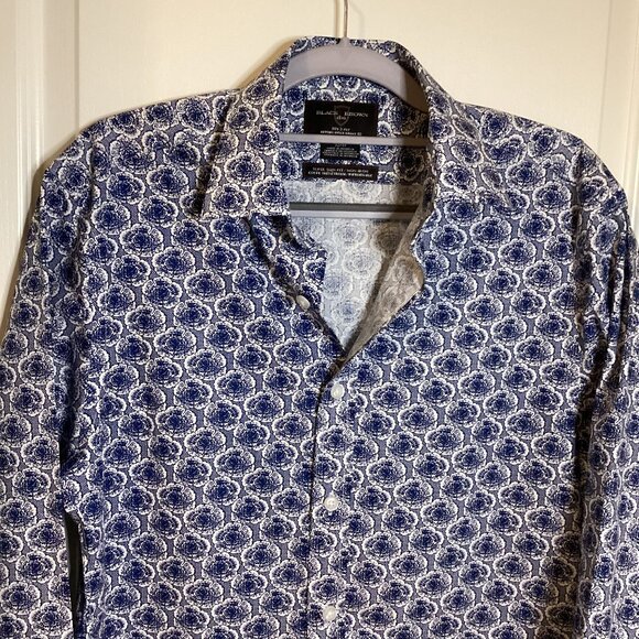 Black Brown 1826 Men's Slim Fit Long Sleeve Button Down Shirt Egyptian Cotton - Picture 2 of 7